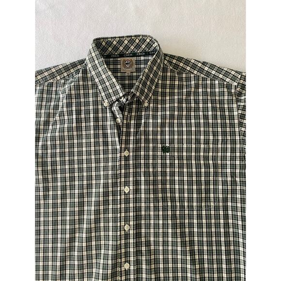 Cinch Shirt Men’s X-Large Blue/Green Plaid 100% Cotton Long Sleeve Button Down # - Picture 5 of 8